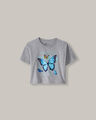 Playera Gráfico Mariposas,GRIS CLARO